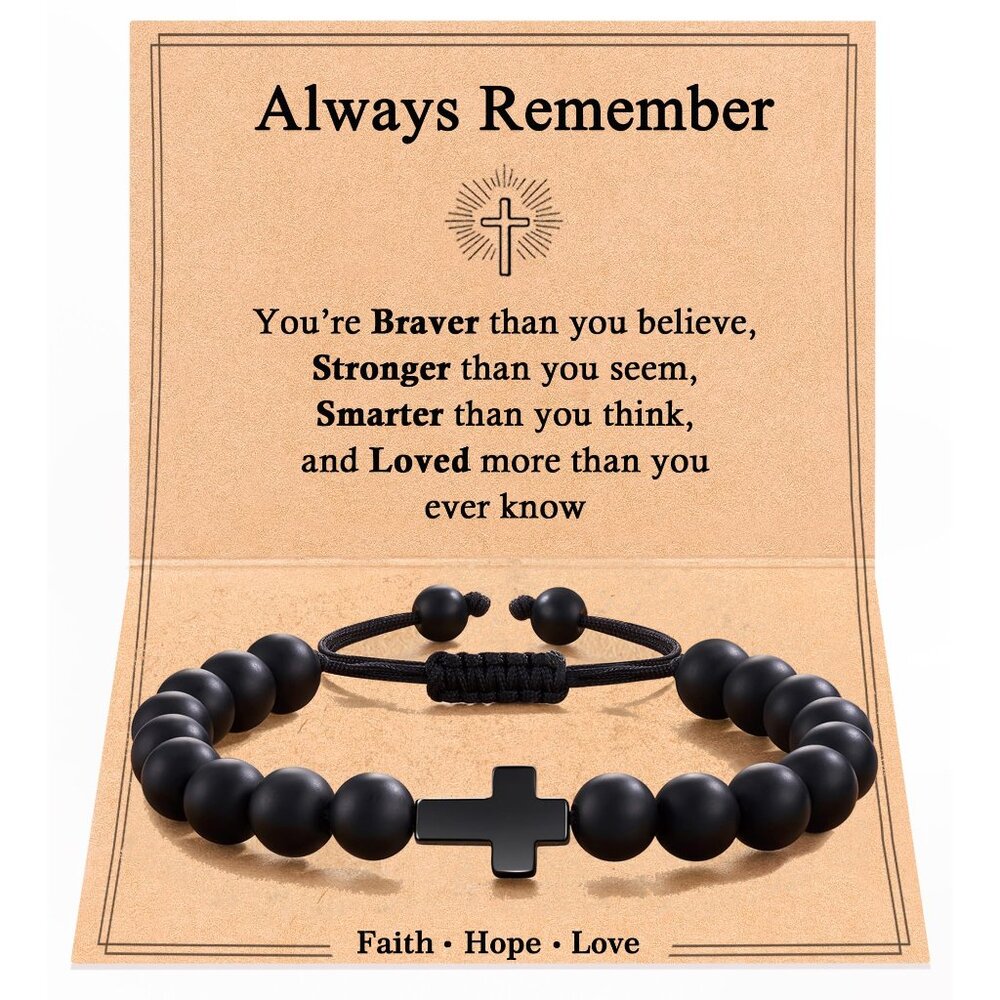 Adjustable Cross Bracelet Faith Jewelry Teen Boy Gifts Minimal Style